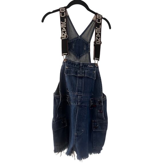 Y2K FUBU Jeans denim shortalls size medium - Picture 1 of 8